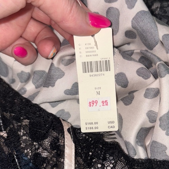 NWT Anthropologie V-Neck Open-Back Slip Midi Dress Lace Animal Print Medium - Picture 5 of 5